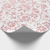 Mooie Floral Pink en White Damask Design Cadeaupapier (Hoek)