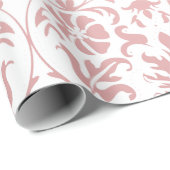Mooie Floral Pink en White Damask Design Cadeaupapier (Rol Hoek)