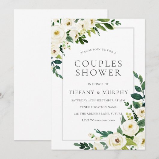 Mooie Floral prachtige Elegant Couples Shower Kaart (Voorkant / Achterkant)