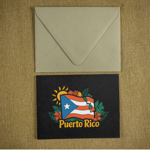 Mooie Floral Puerto Rico Vlag kunstwerk Briefkaart