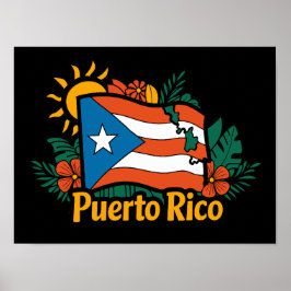 Mooie Floral Puerto Rico Vlag kunstwerk Poster