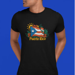 Mooie Floral Puerto Rico Vlag kunstwerk T-shirt