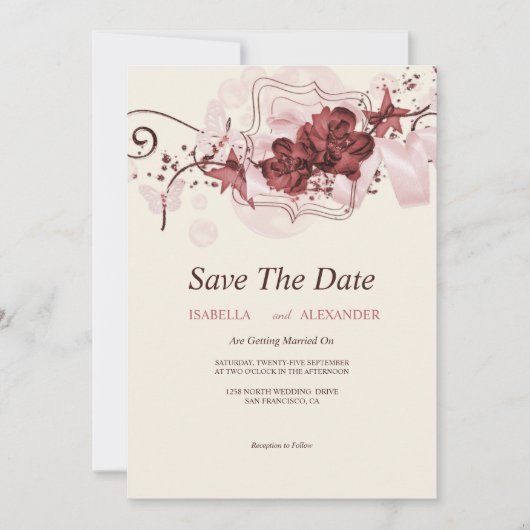 Mooie Floral-regeling bespaart de datum Save The Date (Voorkant)