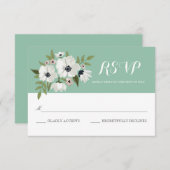 Mooie Floral RSVP Card - Munt (Voorkant / Achterkant)