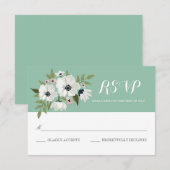 Mooie Floral RSVP Card - Munt Kaartje (Voorkant / Achterkant)