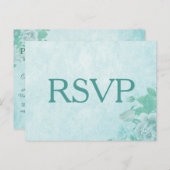 Mooie Floral RSVP in blauw Uitnodiging Briefkaart (Voorkant / Achterkant)