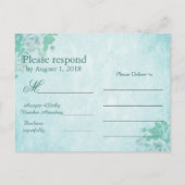 Mooie Floral RSVP in blauw Uitnodiging Briefkaart (Achterkant)