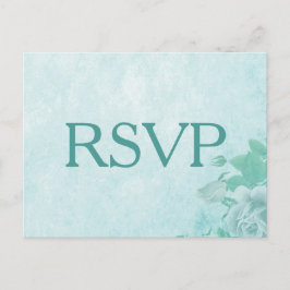 Mooie Floral RSVP in blauw Uitnodiging Briefkaart