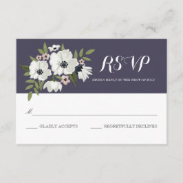 Mooie Floral RSVP-kaart - paarse RSVP Kaartje