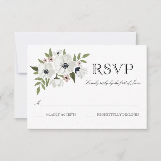 Mooie Floral RSVP-kaart RSVP Kaartje (Voorkant)