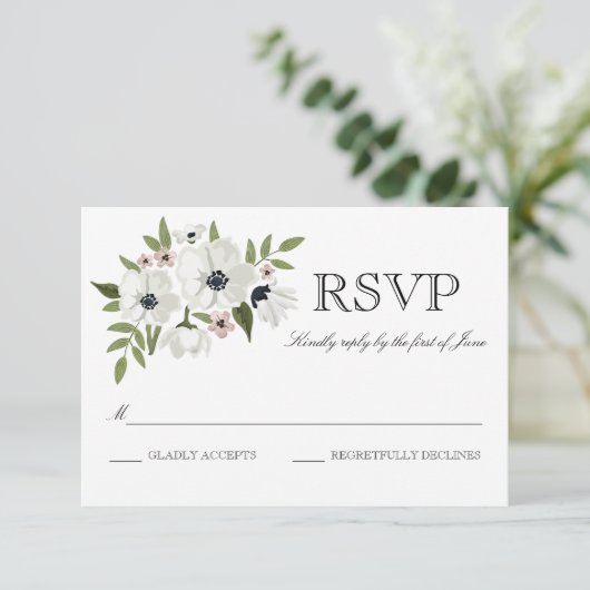 Mooie Floral RSVP-kaart RSVP Kaartje (Staand voorkant)