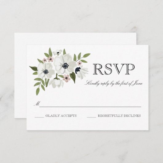 Mooie Floral RSVP-kaart RSVP Kaartje (Voorkant / Achterkant)