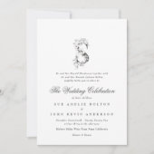 Mooie Floral 'S' Monogram Sketched Wedding Kaart (Voorkant)