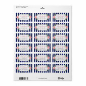 Mooie Floral Silver Glitter Navy Blue Stripes Etiket (Full Sheet)