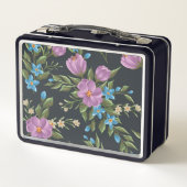 Mooie Floral Sketch Metal Lunch Box (Achterkant)