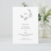 Mooie Floral Sketched Wreath Wedding Reception Informatiekaartje (Staand voorkant)