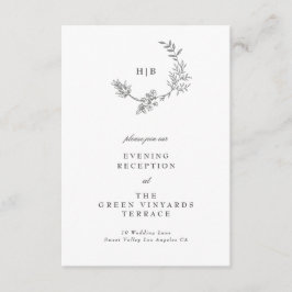 Mooie Floral Sketched Wreath Wedding Reception Informatiekaartje