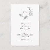 Mooie Floral Sketched Wreath Wedding Reception Informatiekaartje (Voorkant)