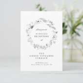 Mooie Floral Sketched Wreath Wedding Reception Informatiekaartje (Staand voorkant)