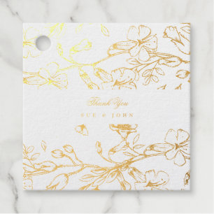 Mooie Floral Sketting Foto Gold Foil Bedankjes Labels