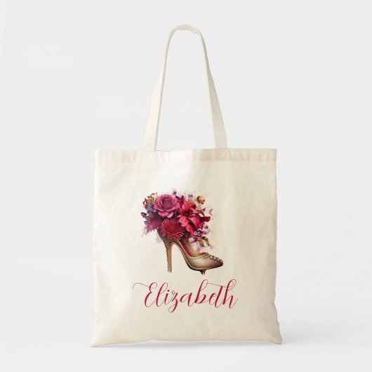 Mooie Floral thema hoge hak schoen Tote Bag (Voorkant)