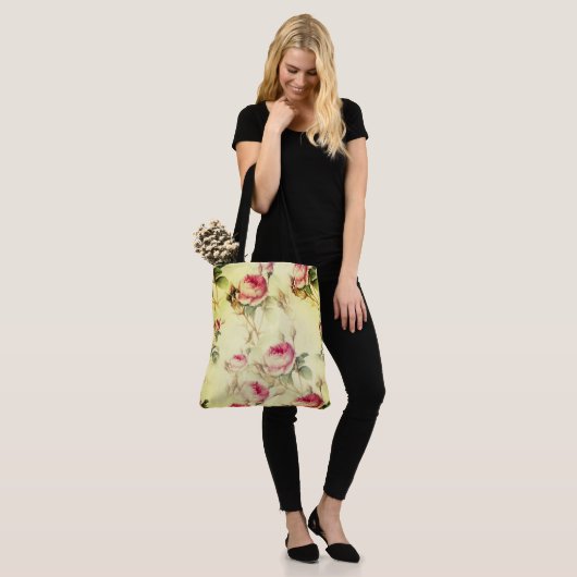 Mooie  Floral Tote Bag (Op model)