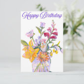 Mooie Floral Vase Verjaardag Kaart (Staand voorkant)