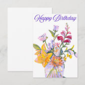 Mooie Floral Vase Verjaardag Kaart (Voorkant / Achterkant)