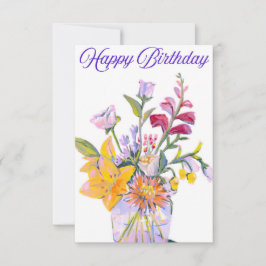 Mooie Floral Vase Verjaardag Kaart