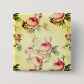 Mooie Floral Vierkante Button 5,1 Cm (Voorkant)