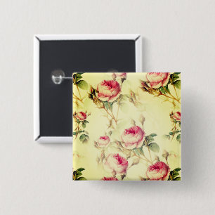 Mooie Floral Vierkante Button 5,1 Cm