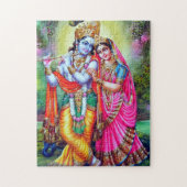 Mooie Floral Vintage Krishna Radha Legpuzzel (Verticaal)