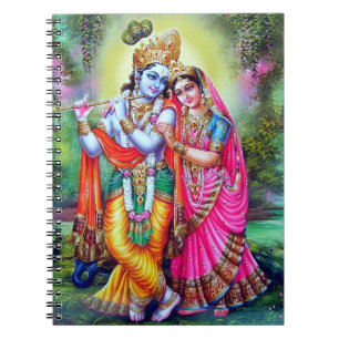 Mooie Floral Vintage Krishna Radha Notitieboek