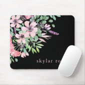 Mooie Floral | Waterverf Bouquet op Black Muismat (Met muis)