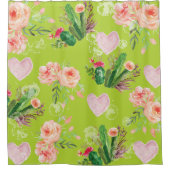 Mooie Floral waterverf Cactus Douchegordijn (Voorkant)