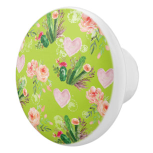 Mooie Floral waterverf Cactus Keramische Knop