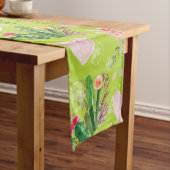 Mooie Floral waterverf Cactus Korte Tafelloper (Voorbeeld)