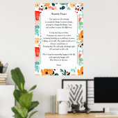 Mooie Floral-Waterverf De Serenity Prayer Poster (Thuiskantoor)