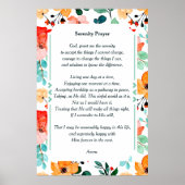 Mooie Floral-Waterverf De Serenity Prayer Poster (Voorkant)