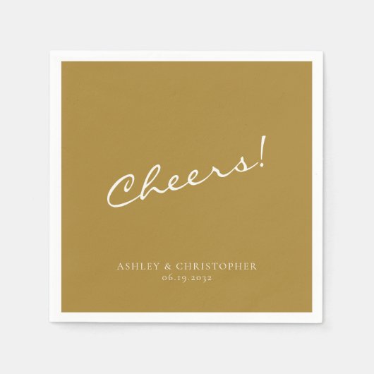 Mooie Floral Waterverf Gold Wedding Servet (Voorkant)