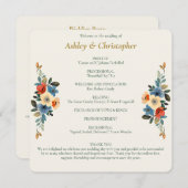 Mooie Floral Waterverf Ivoor Bruiloft Programmakaart (Voorkant / Achterkant)