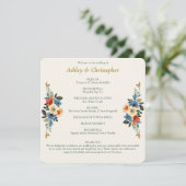 Mooie Floral Waterverf Ivoor Bruiloft Programmakaart (Staand voorkant)