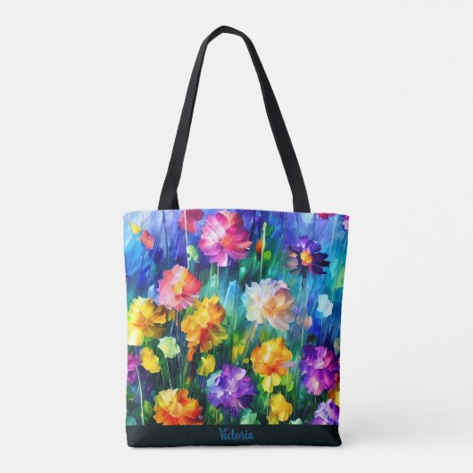 Mooie Floral Waterverf persoonlijke Canvas tas (Achterkant)