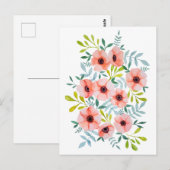Mooie Floral Waterverf roze bloemen Briefkaart (Voorkant / Achterkant)