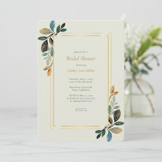 Mooie Floral Waterverf Sage Vrijgezellenfeest Kaart (Staand voorkant)