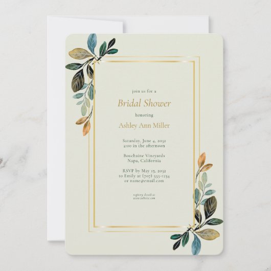 Mooie Floral Waterverf Sage Vrijgezellenfeest Kaart (Voorkant)