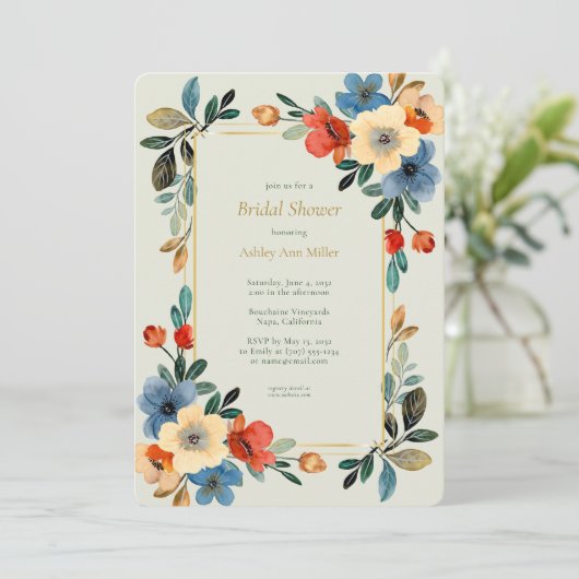 Mooie Floral Waterverf Sage Vrijgezellenfeest Kaart (Staand voorkant)