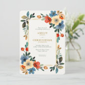 Mooie Floral Waterverf Wedding Kaart (Staand voorkant)
