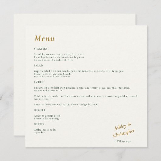 Mooie Floral Waterverf Wedding Menu (Voorkant / Achterkant)