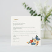 Mooie Floral Waterverf Wedding Menu (Staand voorkant)